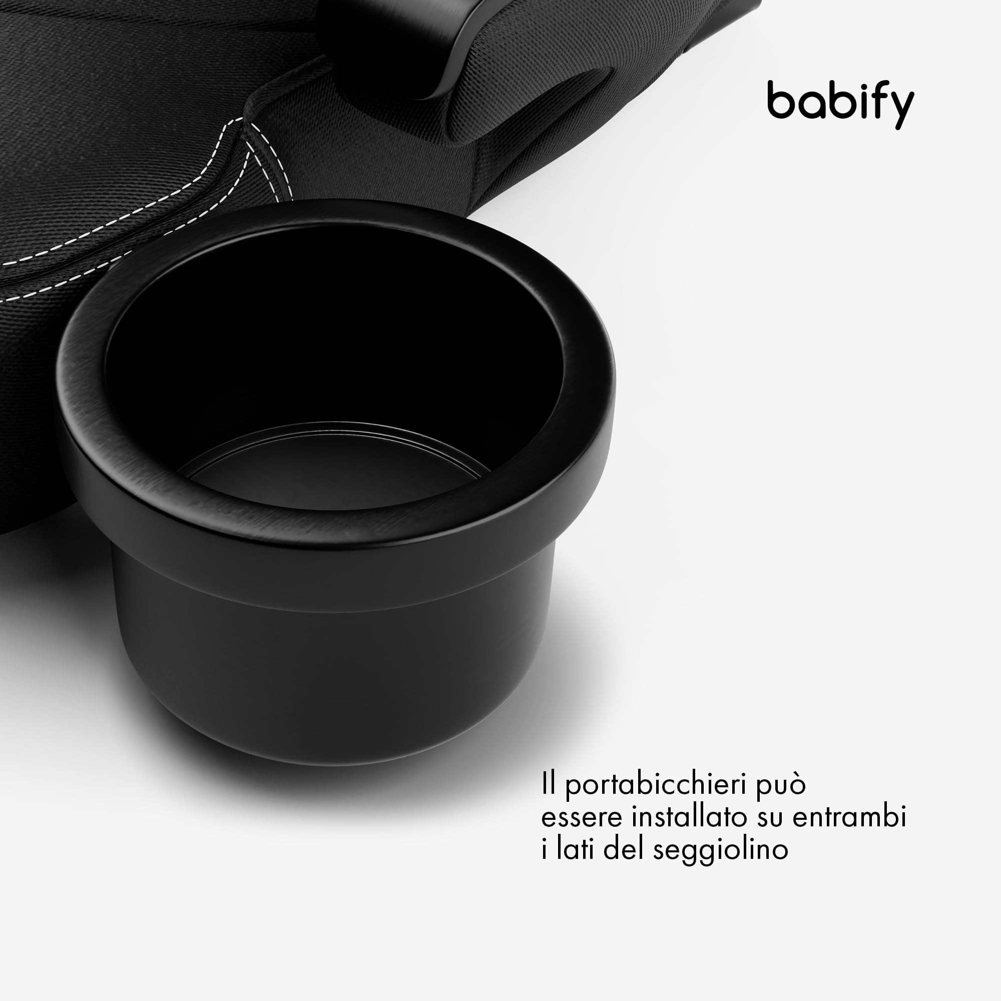 Babify - Seggiolino per Auto, 15-36 kg, Isofix, 3-12 Anni, Poggiatesta Regolabile in 12 Posizioni, Conforme UE R129, Pieghevole, Portabicchieri Rimovibile, Copertura Facile da Pulire, Design Nero