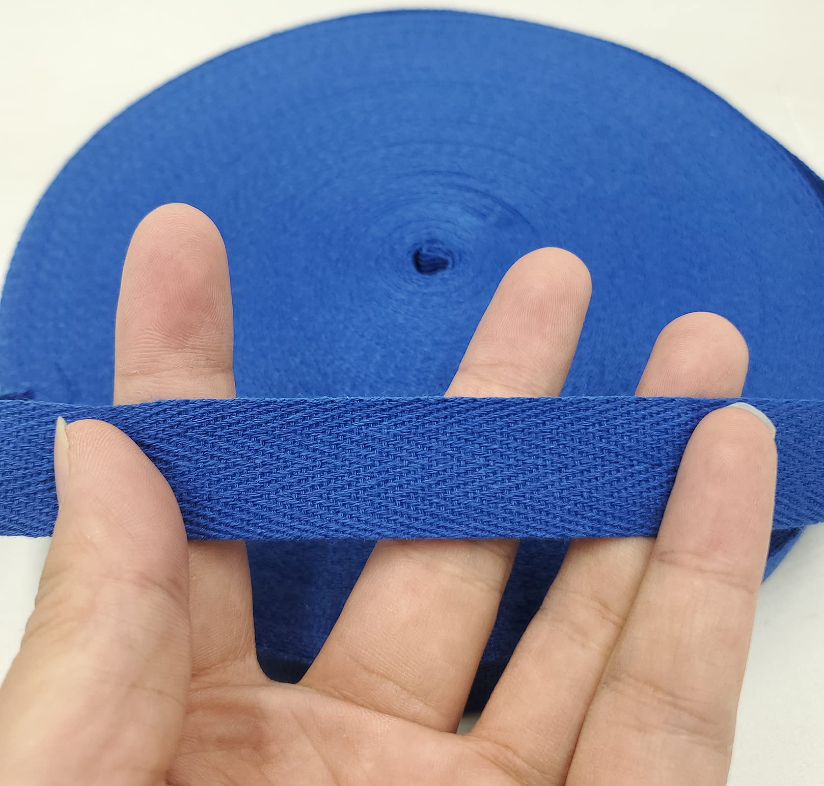 50 Yards Herringbone Cotton Twill Tape – 1 Inch Wide, Bias Binding Tape For Sewing & DIY Crafts, Blue - View #5