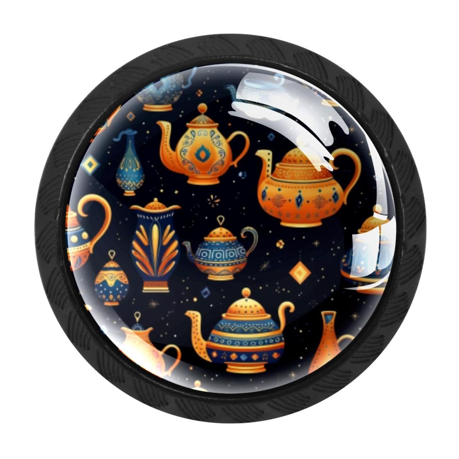 Chenzzzz Multicolored 07 4 Pcs Arabian Tea Kettle Crystal Glass Cabinet Knob Drawer Pull Handle For Kitchen Cupboard Dresser Wardrobe Etc