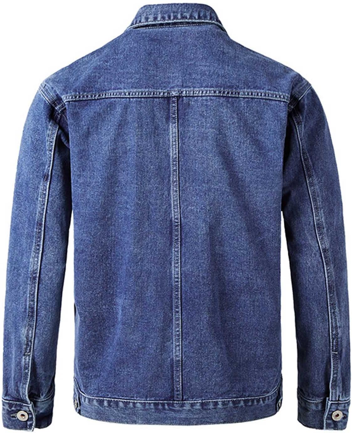 Denim Jacket Men Button down Jean Jackets Lapel Callor Classic Vintage Coat with Pockets Spring Fall Outwear Casual