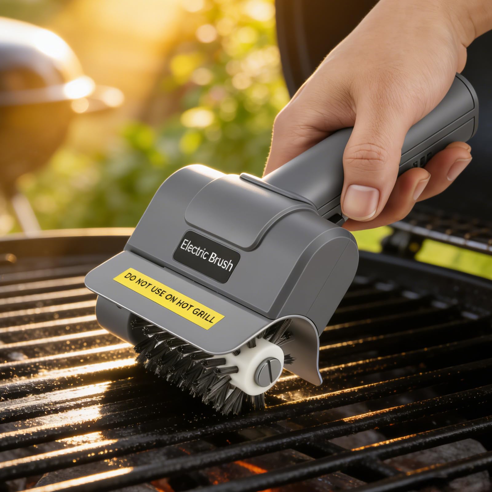 Spazzola elettrica per barbecue da esterno, spazzola elettrica senza fili, 1100 giri/min, con spazzola di ricambio, spazzola elettrica ricaricabile, per tutte le griglie