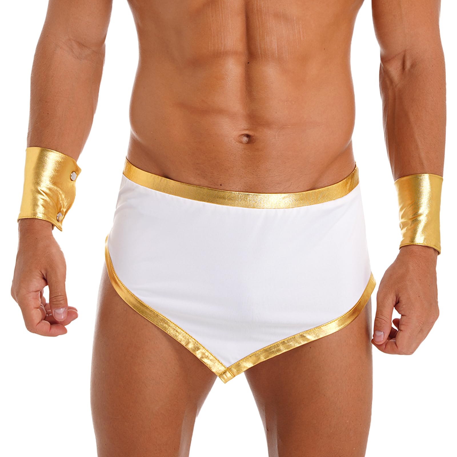 Men Ancient Greek Roman Gladiator Irregular Hem Skirt Costume with Cuffs Sets Halloween Funny Cosplay Party