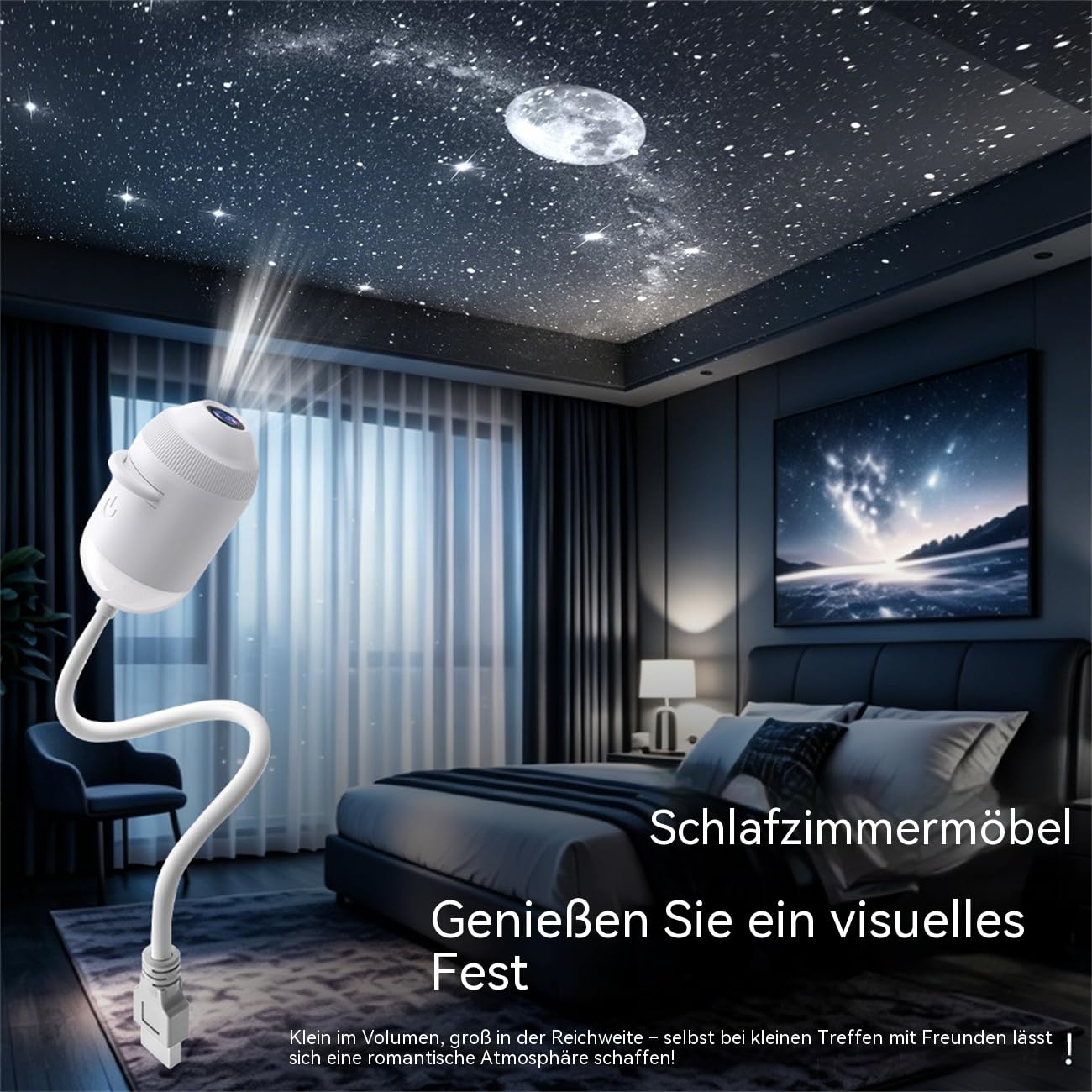 Sternenhimmel Projektor Lampe mit 360° Drehung, 24 Motive Nachtlicht mit USB, Mehrfach-Szenen & Augenfreundlichem LED – Schlafzimmer, Kinderzimmer, Auto & Geschenkidee