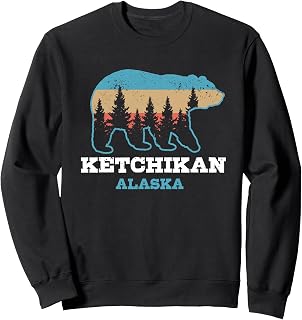 Ketchikan Alaska Vintage Grizzly Bear Nature Souvenir Gift Sweatshirt