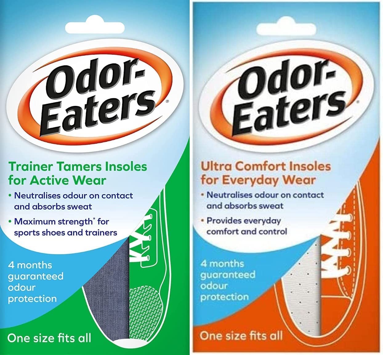 Happy Bees Bundle Odor-Eaters Insoles Trainer Tamer Super Tough Ultra Comfort 2 Pack (Trainer Tamer/Ultra Comfort Bundle)