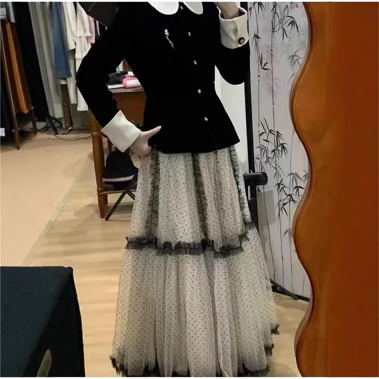 Gonne snellenti in Pizzo a Pois retrò sopra Gonna in Tulle gonfio | Gonna in tulle Gonne snellenti Gonna in rete di poliestere for donna Panno altalena grande a vita alta