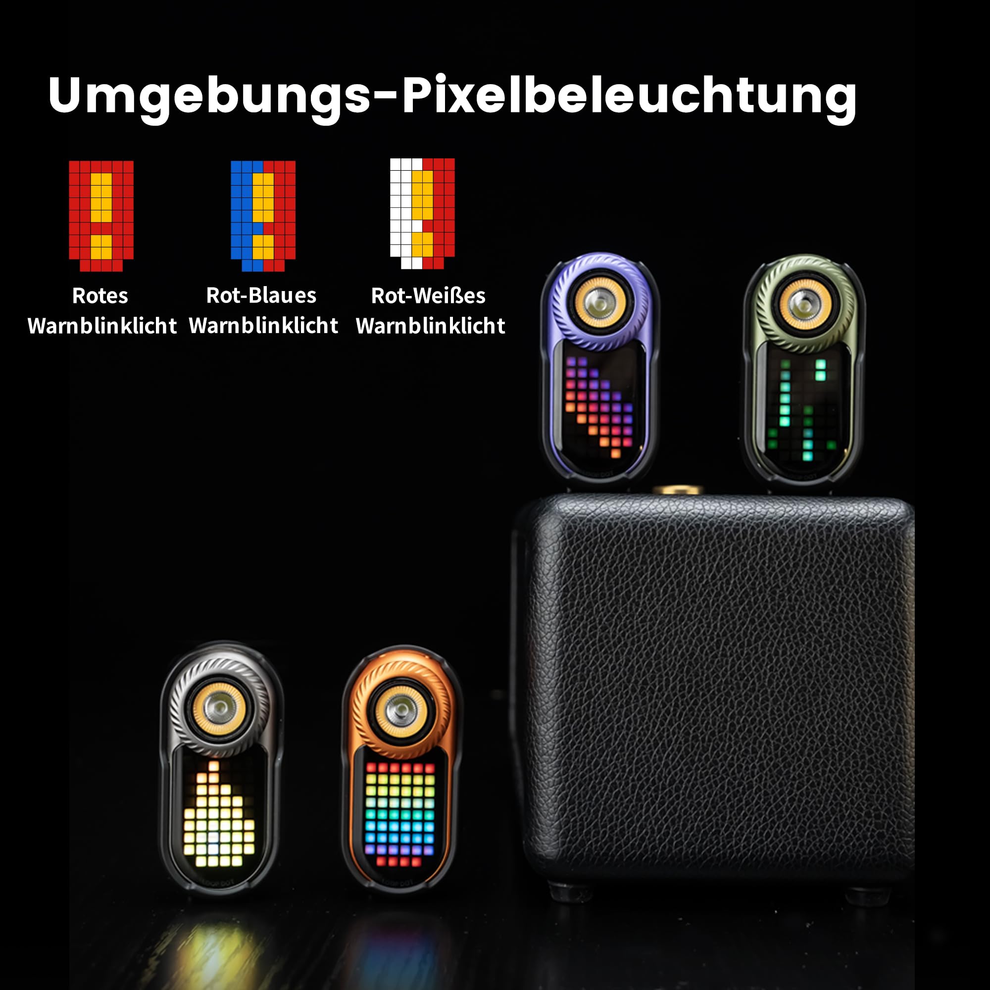 LOOP GEAR LOOPDOT Aufladbare LED Taschenlampe, 400 Lumen Mini Flashlight mit RGB Pixel Display und Interaktiven Spielen. IPX6 Wasserdicht für Outdoor, Camping, Wandern, Partys (Grün)