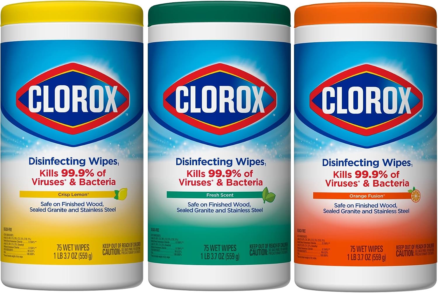 Clorox 75 Count wipe, Pack of 3