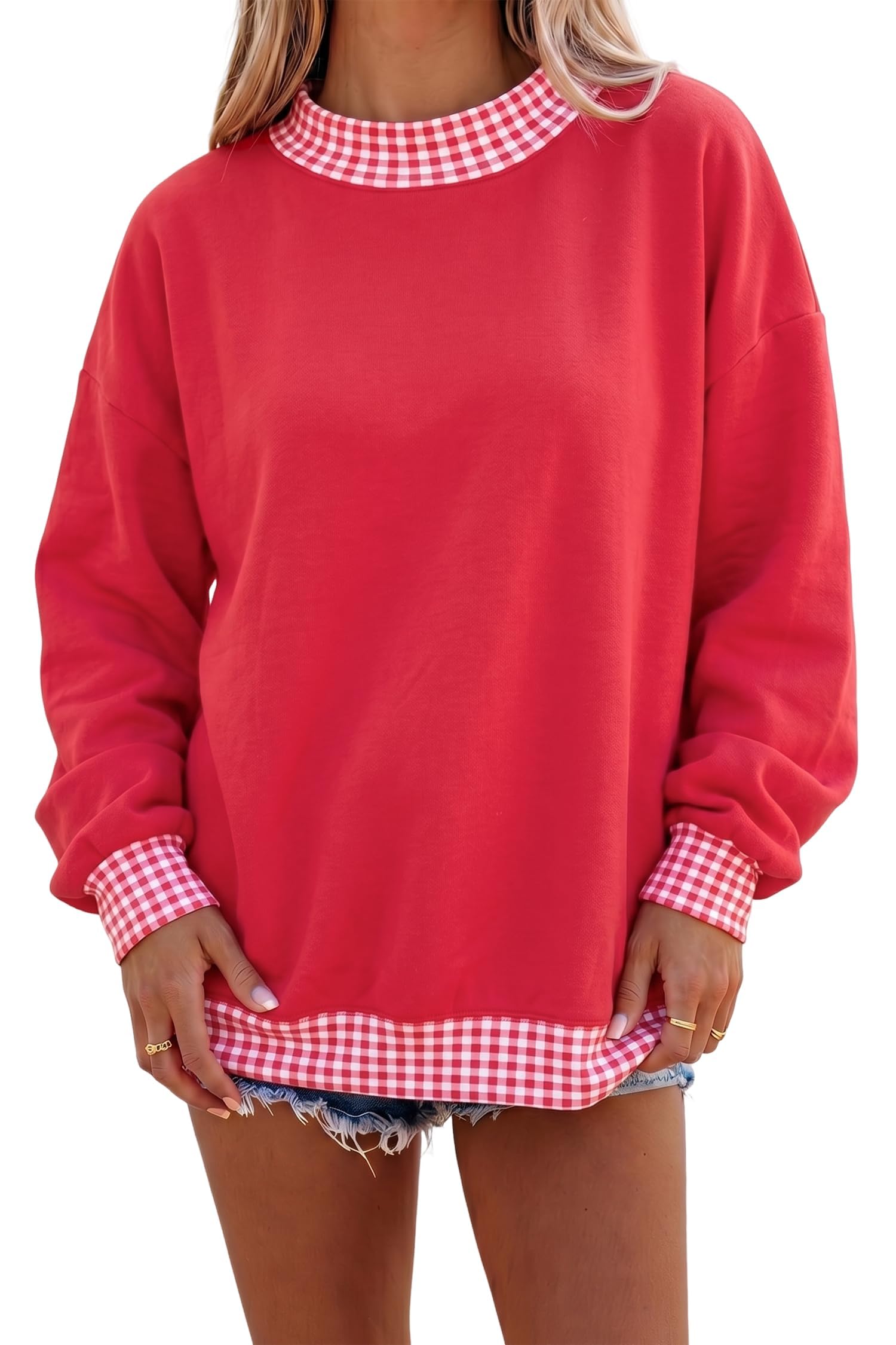 Damska bluza w kolorowe bloki w kropki Mockneck bluza Y2k długi rękaw golf pulower top luźny krój na co dzień na co dzień