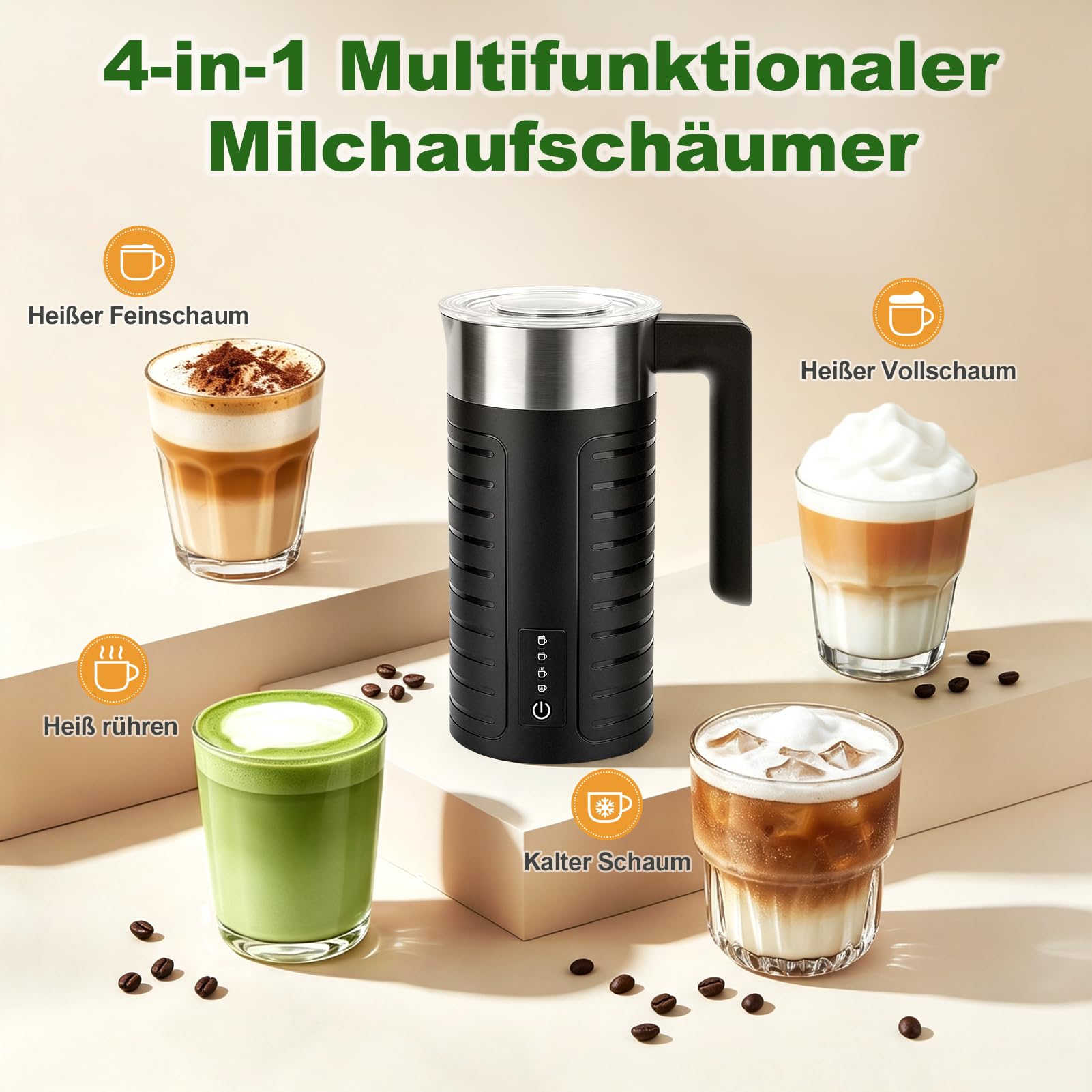 Milchaufschäumer Elektrisch Spülmaschinenfest, Leise, 75-240 ml