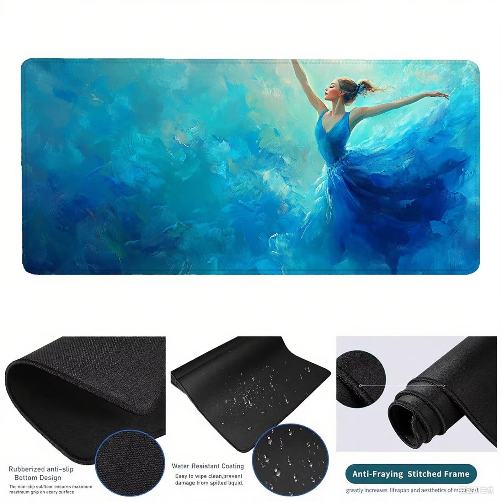 Tappetino Mouse Gaming XXL 1200x600x3mm,Tappetino Mouse Balletto Design con Bordi Cuciti,Ragazza Mouse Pad Gaming Accessori Migliora Precisione e Velocità,Extended Keyboard Pad per Scrivania,o-2017