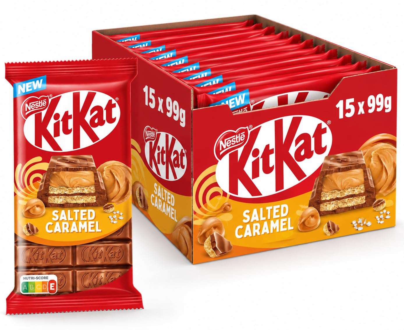 Tabletas Nestlé KitKat Caramelo Salado, 15 x 99 g (1485 g)