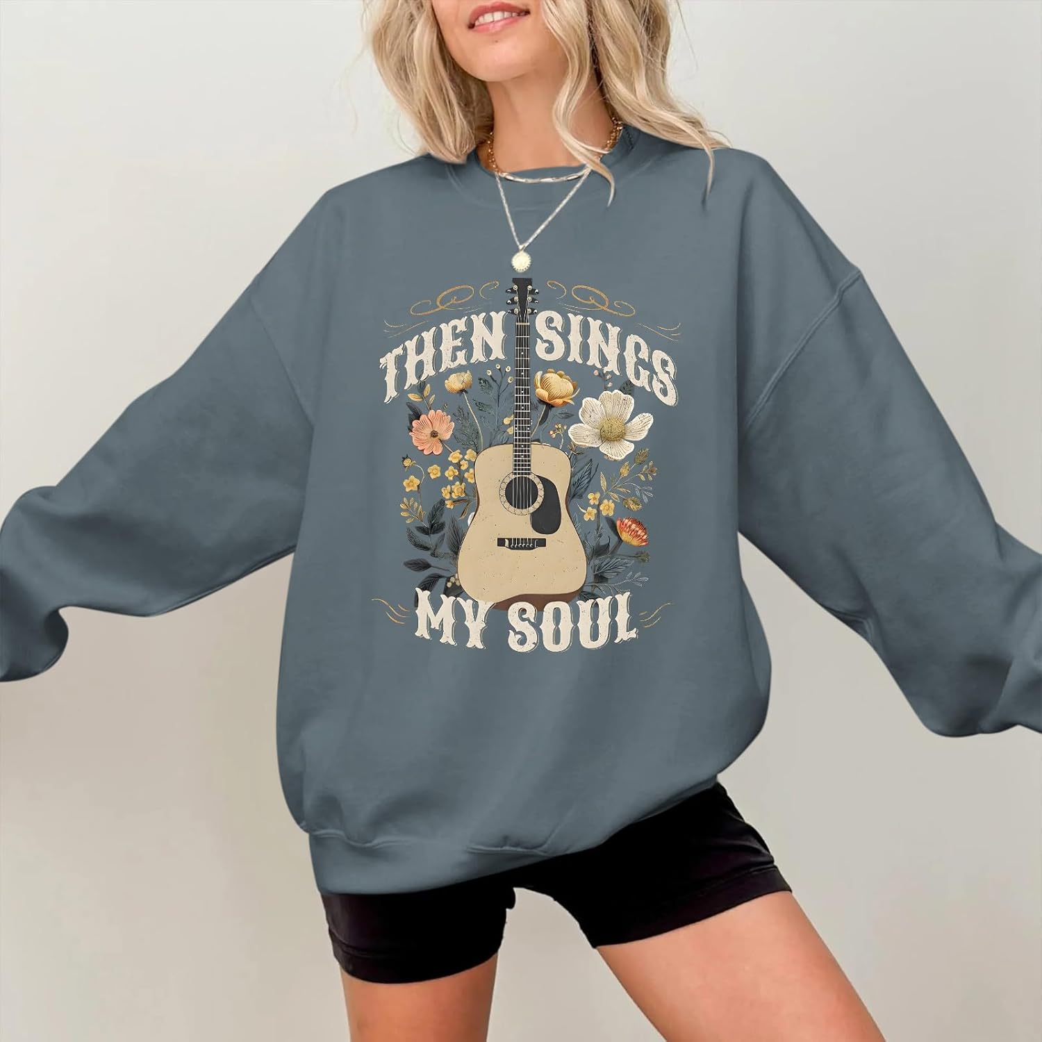 KIEKIECOO Oversized Christian Sweatshirts for Women Faith Bible Verse Printed Pullover Inspirational Music Long Sleeve Tops - Image 4