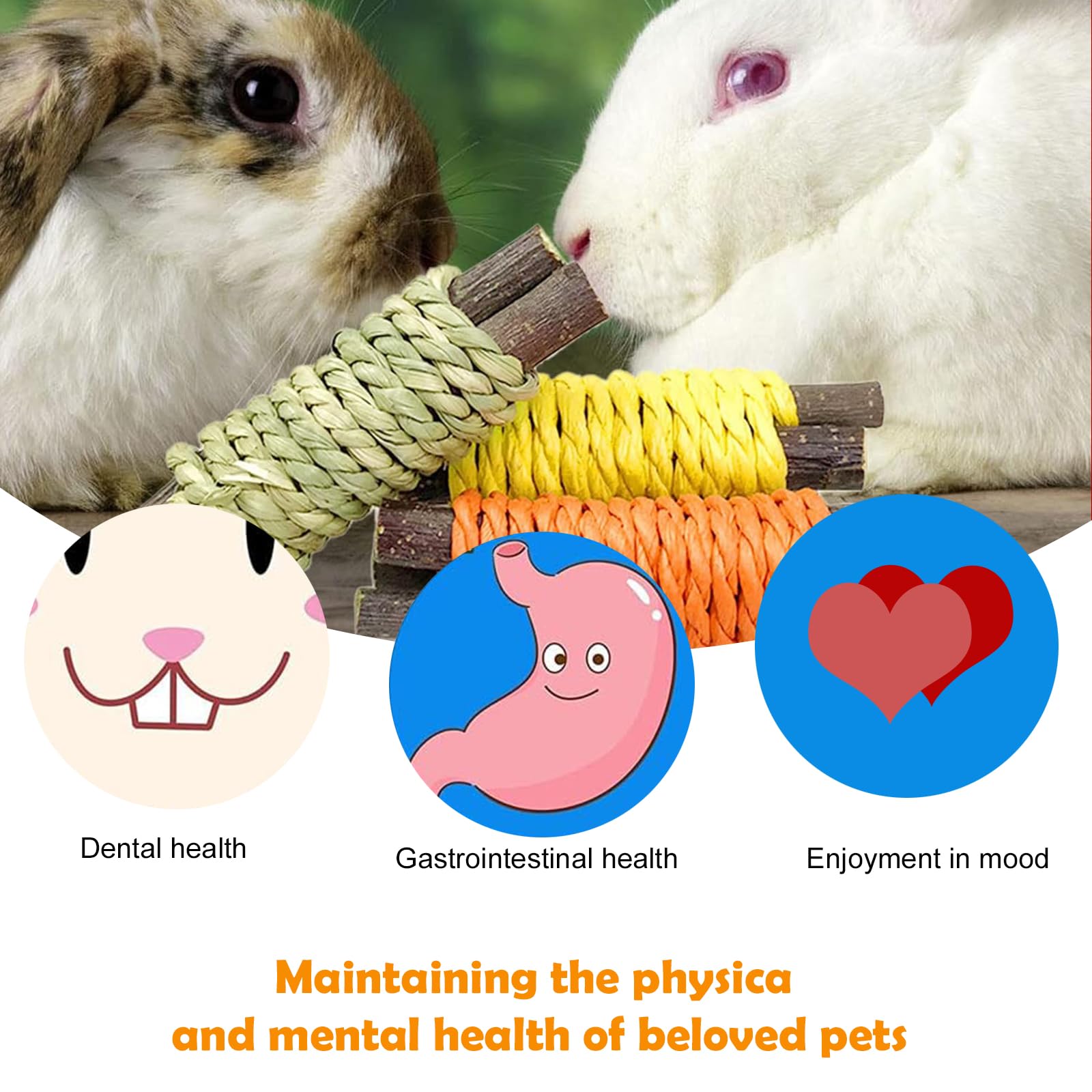 Hamster Chew toys, 9 In 1 Hamster Toys, Hamster Chew Toys Set Small Animal Toys Teeth Care Wooden Accessories, Carrots Corn Chew Toys for Rabbit Guinea Pig Hamster Chinchilla - Image 3