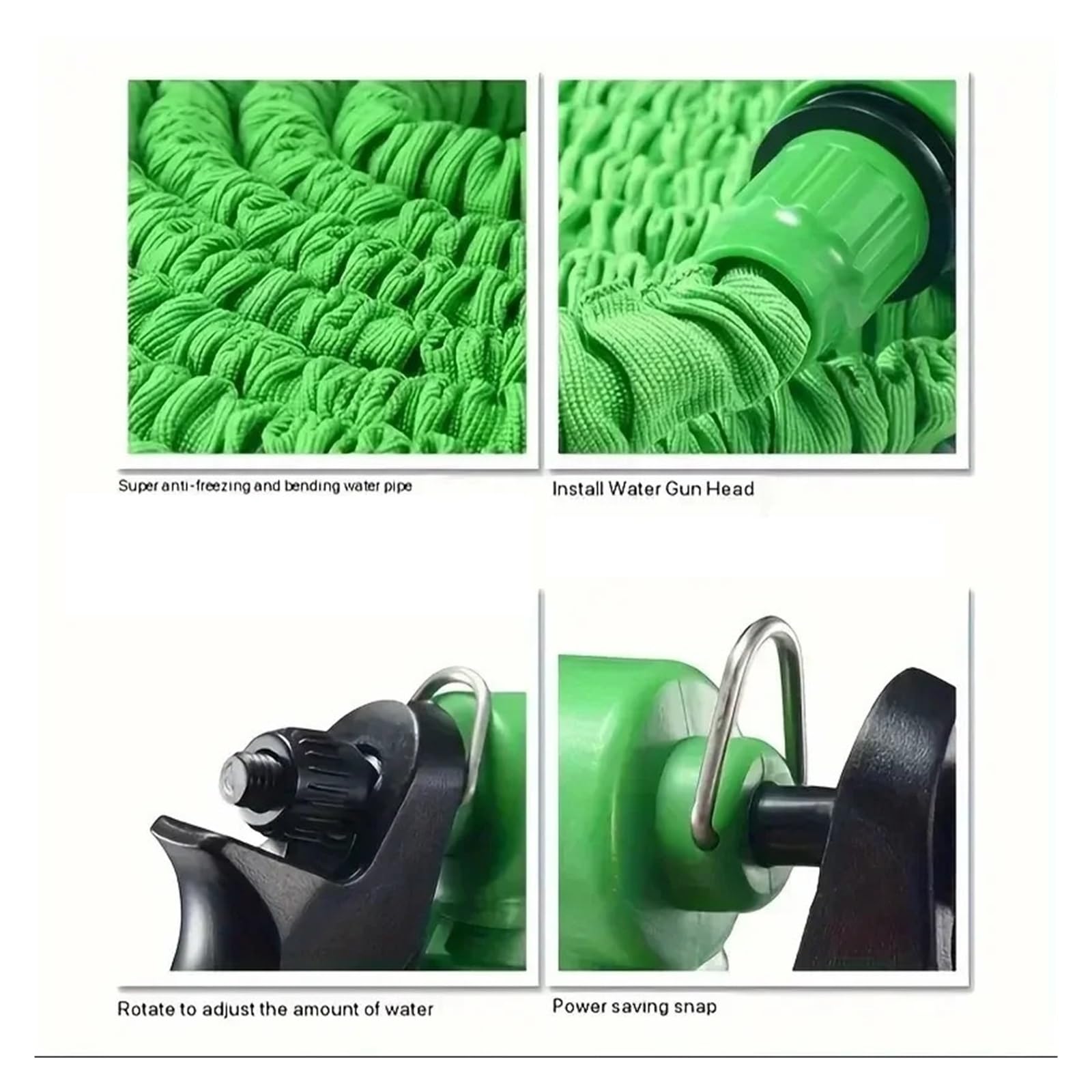 Juego de mangueras de jardín extensibles Manguera mágica for lavado de autos a alta presión, funciones de rociado de agua, pistola de agua, manguera for riego de jardín doméstico(Blauw,50ft)