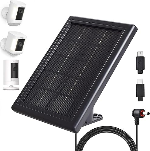 Ring - Cargador de panel solar para cámara, cargador solar de 5 V y 3.5 W, compatible con Ring Spotlight CamStick Up Cam, cámara de vigilancia