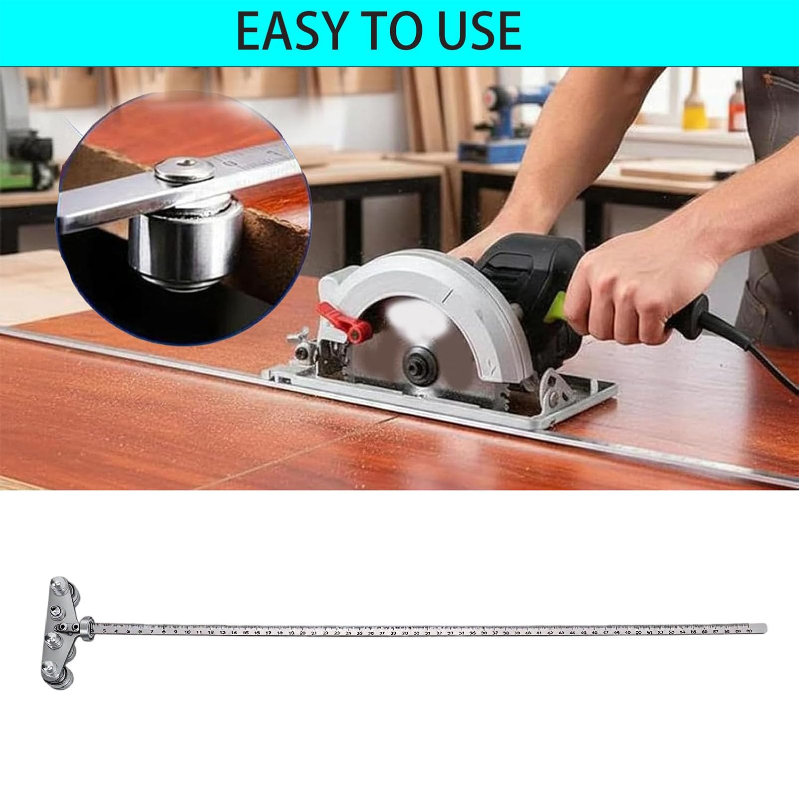 Generic Guía de Sierra Circular de Acero Inoxidable de 24 Pulgadas con Hebilla de Cintura Ajustable para Corte Preciso de Madera, Plástico y Metal, Ideal para Principiantes