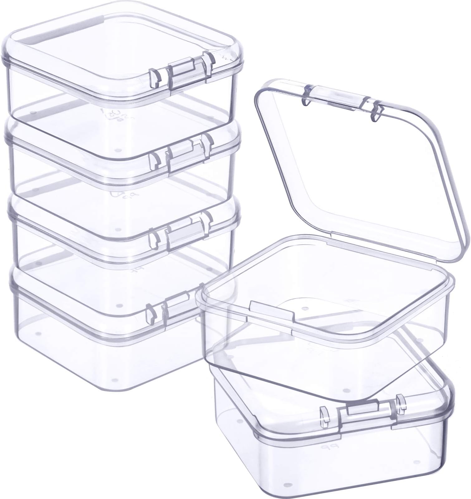 6 Pieces Mini Plastic Clear Beads Storage Containers Box for Collecting Small Items, Beads, Jewelry, Business Cards, Game Pieces, Crafts (1.7 x 1.7 x 0.79 Inch)