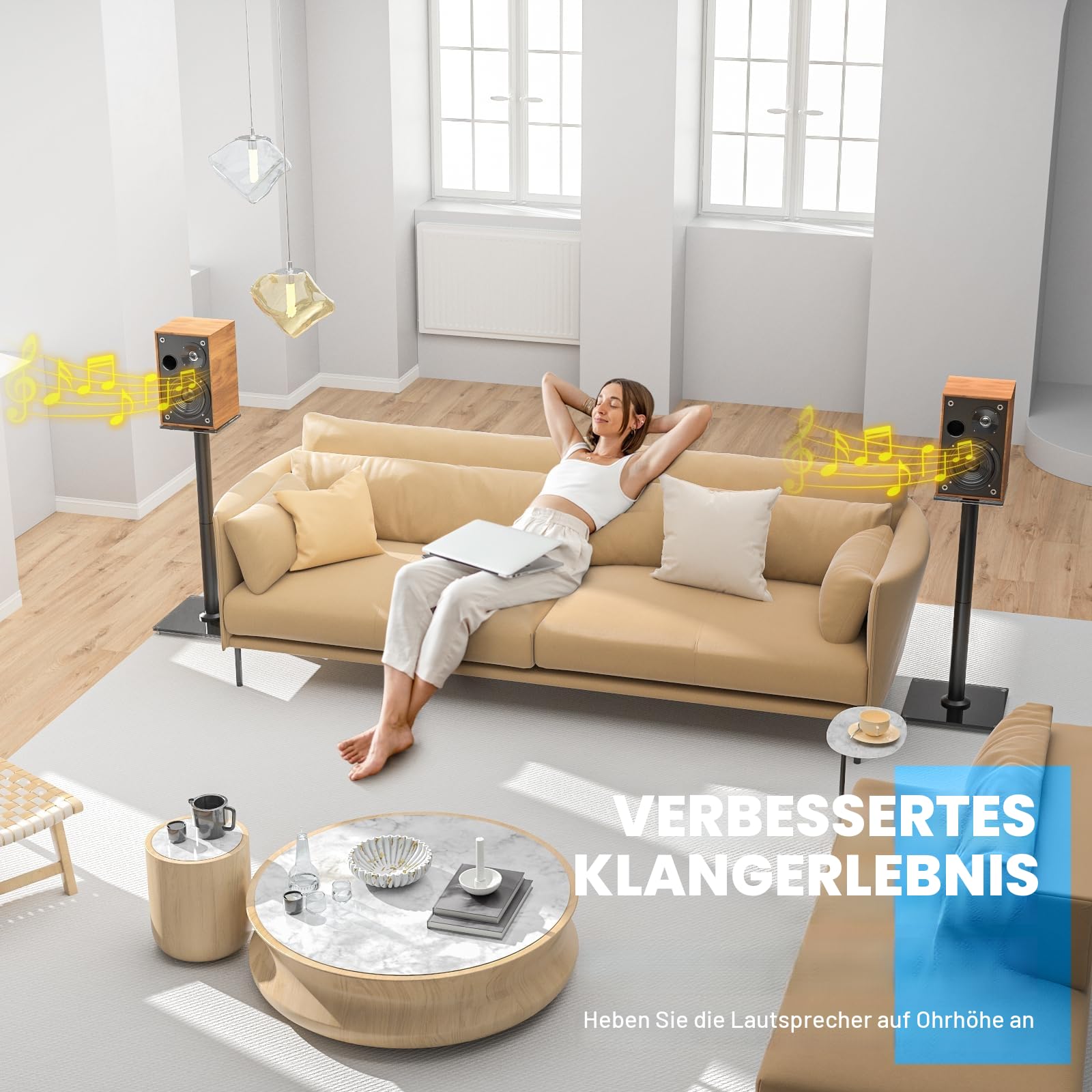 RFIVER Lautsprecherständer 2er-Set Lautsprecher Standfuß Bodenständer für Satelliten mit Einer Belastung bis zu 10KG (SK1001)
