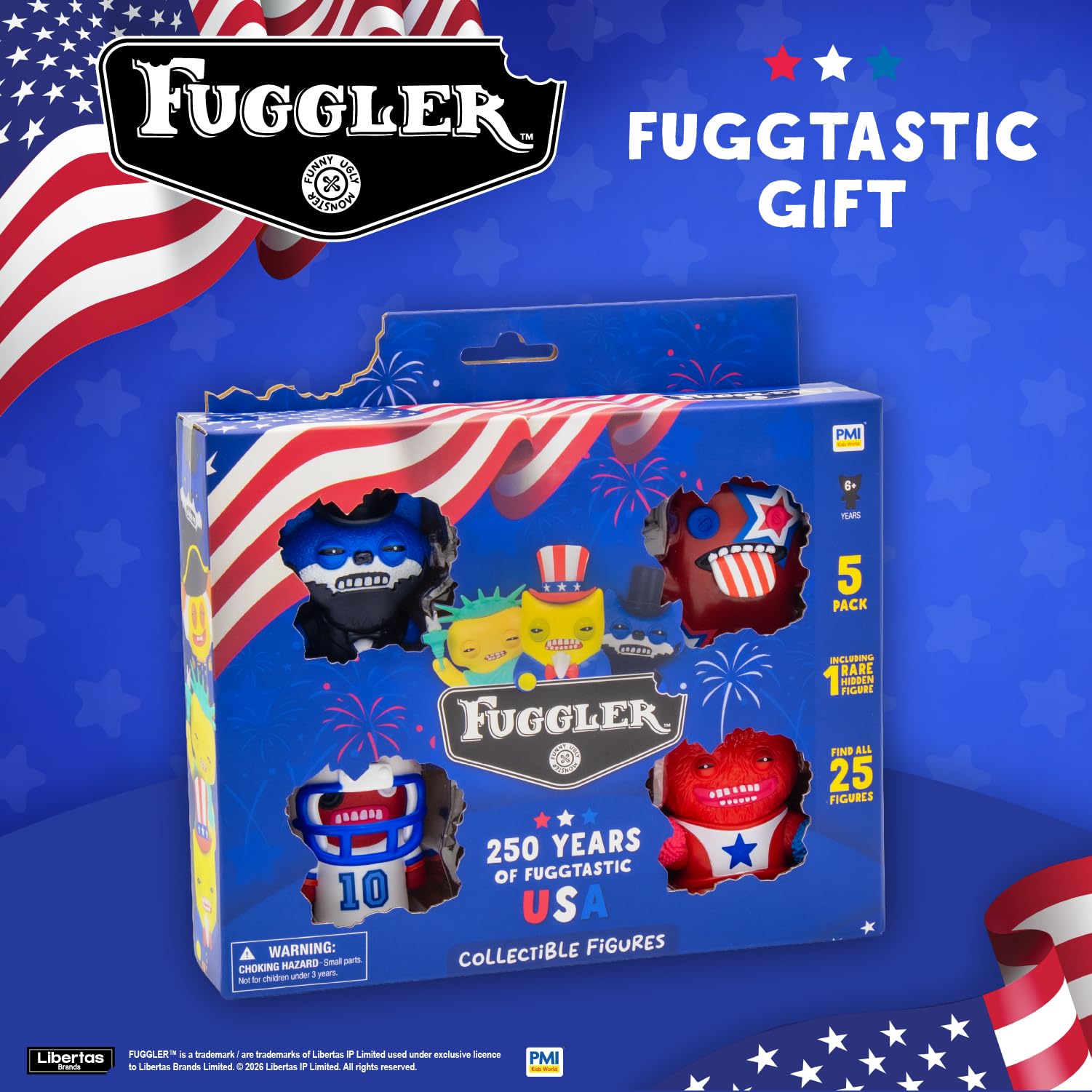 Amazon.com: Fuggler USA 250 Anniversary Collectible Figures 5 Pack