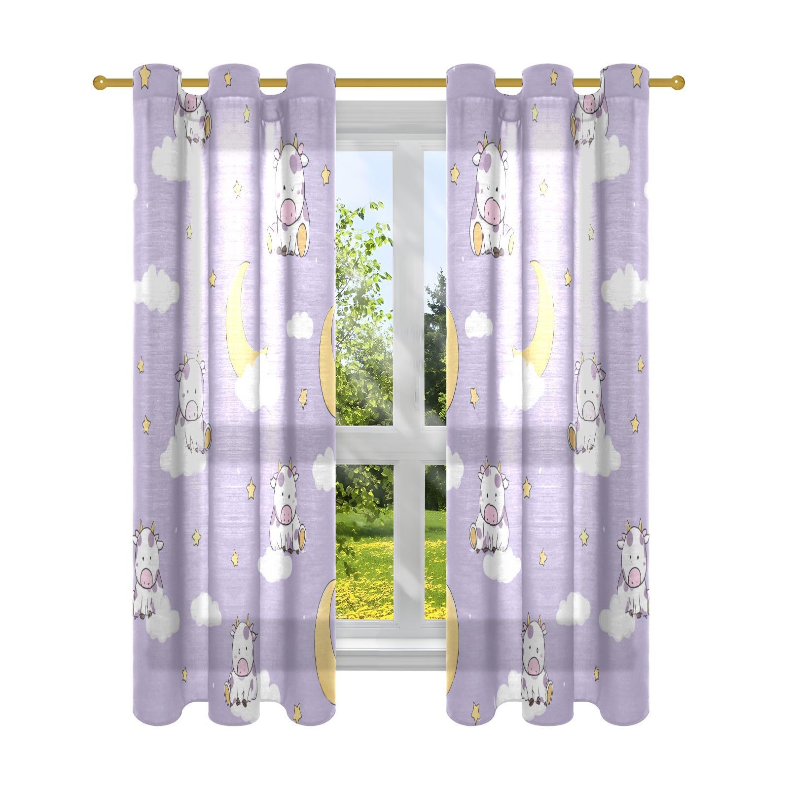 Rideaux occultants vache violet pastel pour illuminer et apaiser la chambre d'enfant