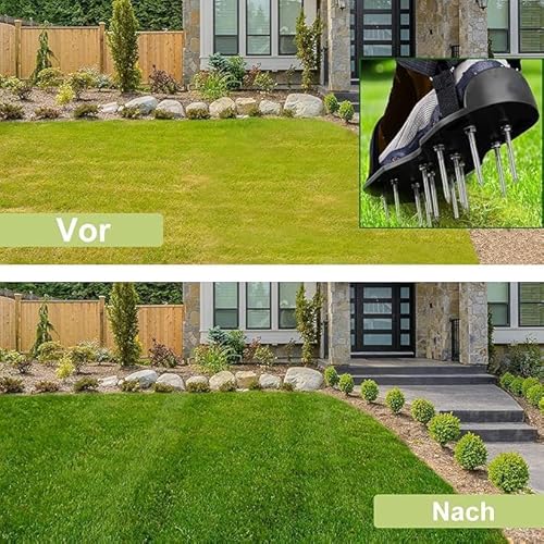 Rasenlüfter, Nagelschuhe mit 6 Riemen, Estrichschuhe, Nagelsohle Estrichschuhe, Spike Schuhe für Epoxidböden, Rasenbelüfter um Erde gut zu lockern für Rasen Belüften und Hof Epoxidböden, Abdeckung