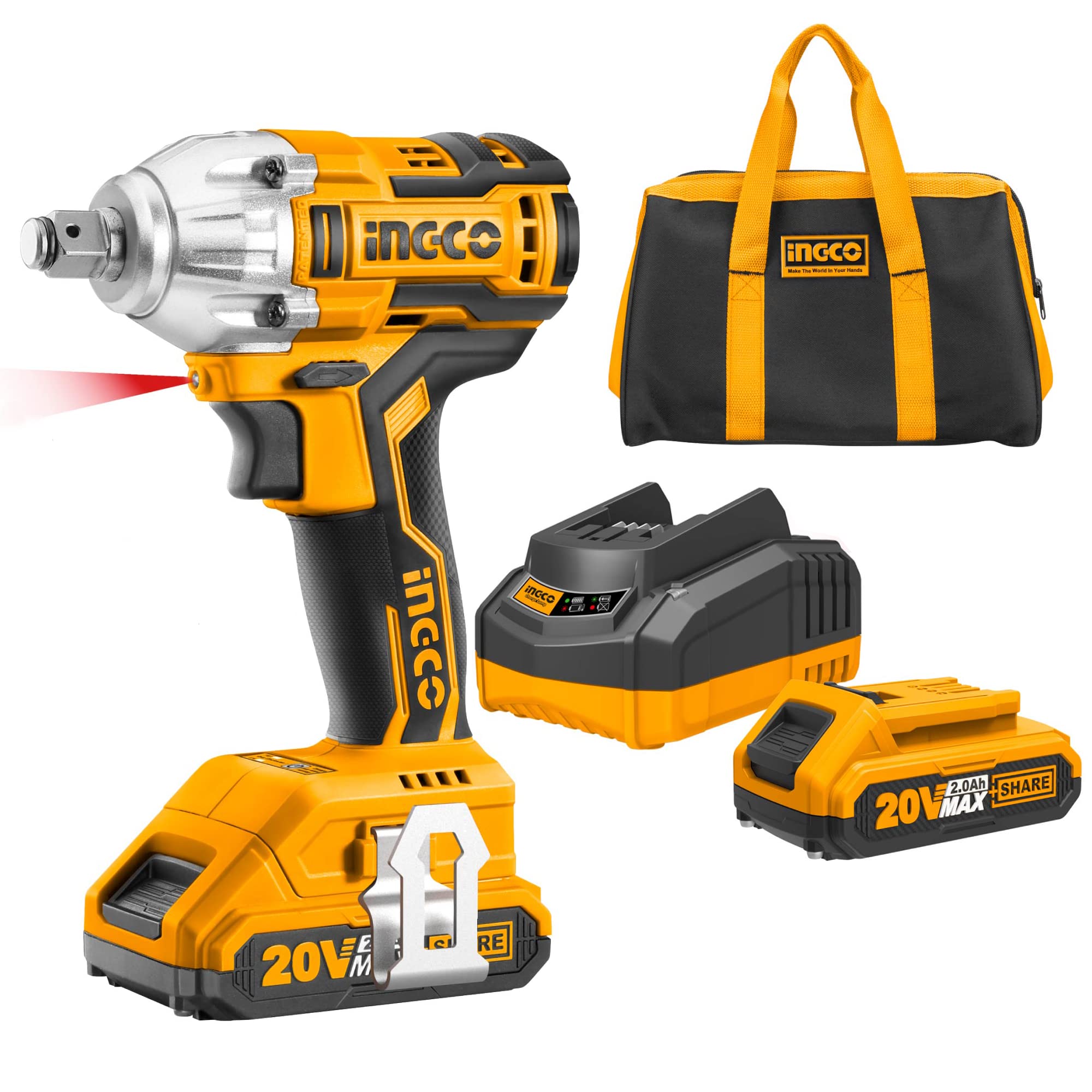 INGCO Brushless Motor Impact Wrench (Old Version), 1Pcs Sturdy Canvas Bag, 300NM, with 2pcs Batteries & Charger (B0B35ZF45P) Amazon Price History, Amazon Price Tracker