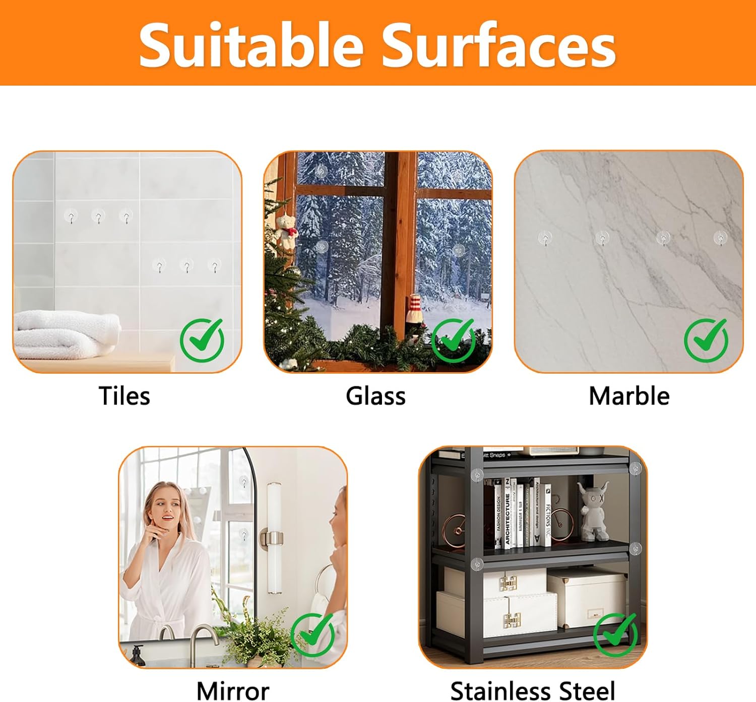 40Pack Small Suction Cup Hooks 1.2Inch Clear Suction Cups with Metal Hooks, PVC Removable and Reusable Utility Hooks for Glass Windows, Mirrors, Doors, Tiles, Shower, Kitchen, Bathroom