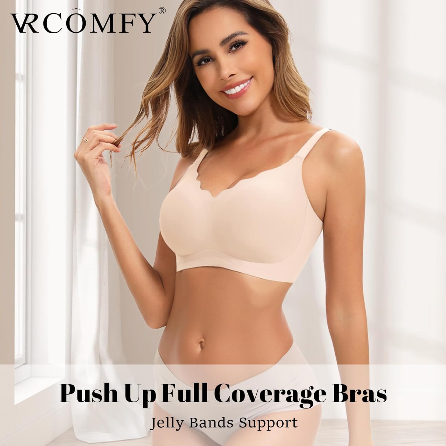 Wireless Bras for Women, Comfortable No Underwire Seamless Push Up Everyday Bras with Adjustable Straps - Image 5