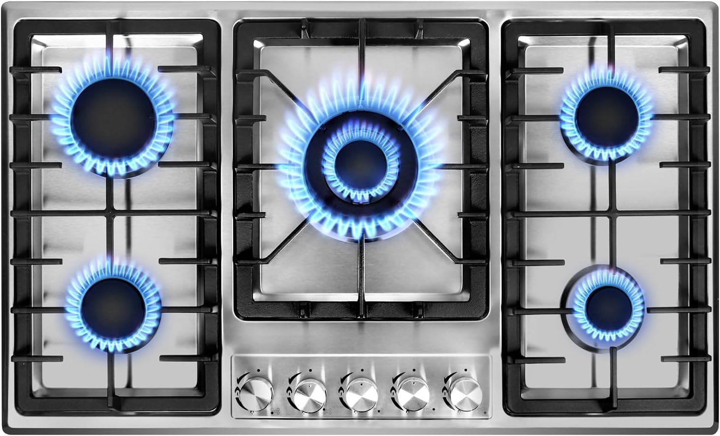 BreeRainz Gas Cooktop 34inch，5 Burner Propane Stove