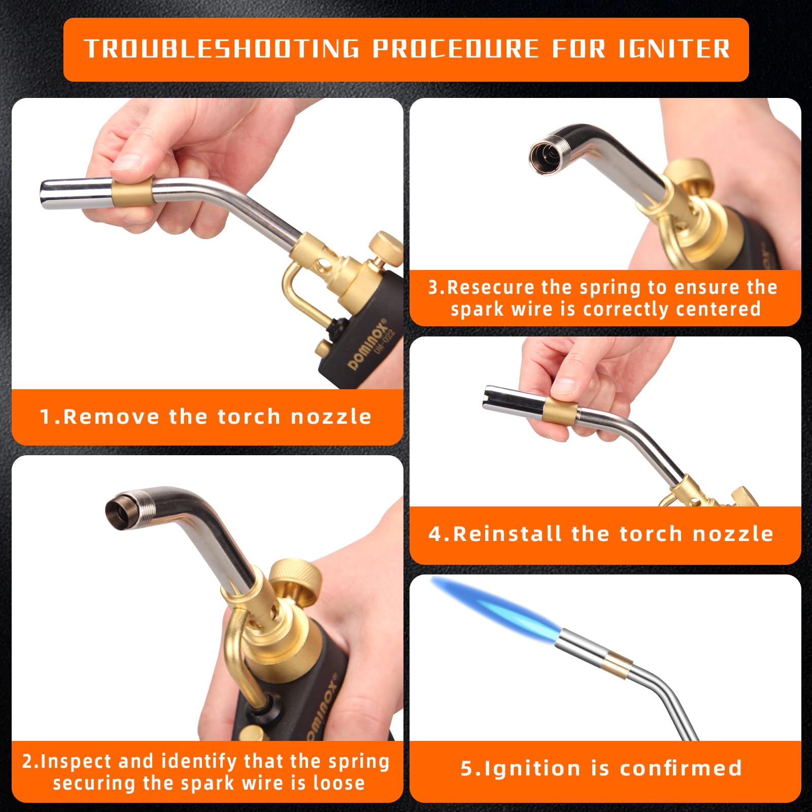 DOMINOX Propane Torch Head - Trigger Start -3 DOMINOX Propane Torch Head - Trigger Start -3
