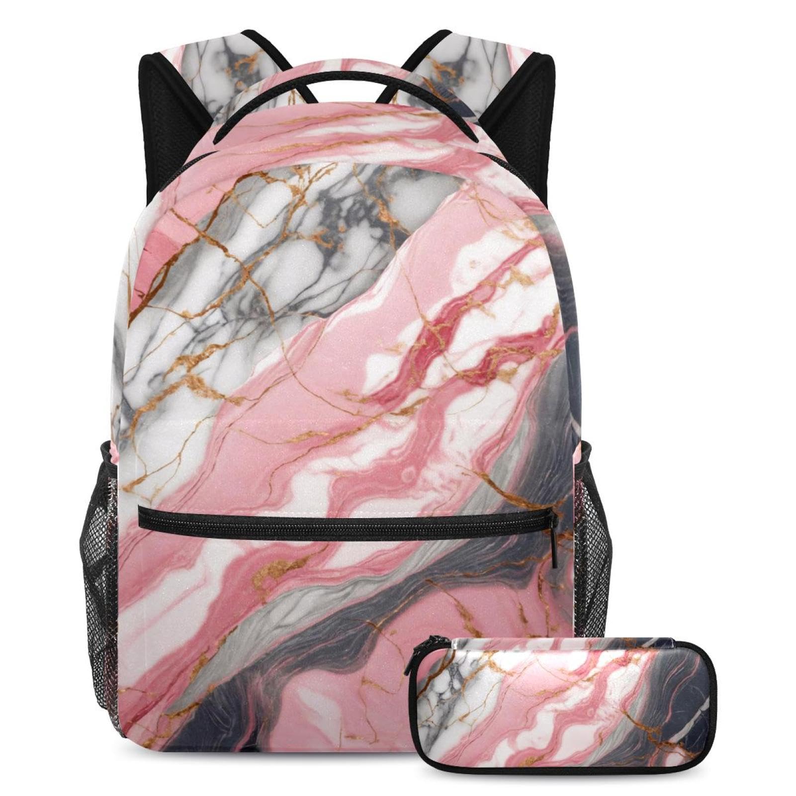 Sac à dos et trousse de crayons marbre rose : le pack idéal de la rentrée universitaire - 7