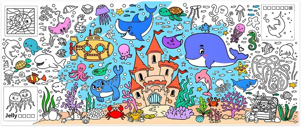 Coloring Tablecloth, 183 x 76 cm Paper Tablecloth for Painting, Giant Poster Colouring, Creative DIY Drawing Activity for Christmas Party Decoration, Children's Activity, School-Pastar C