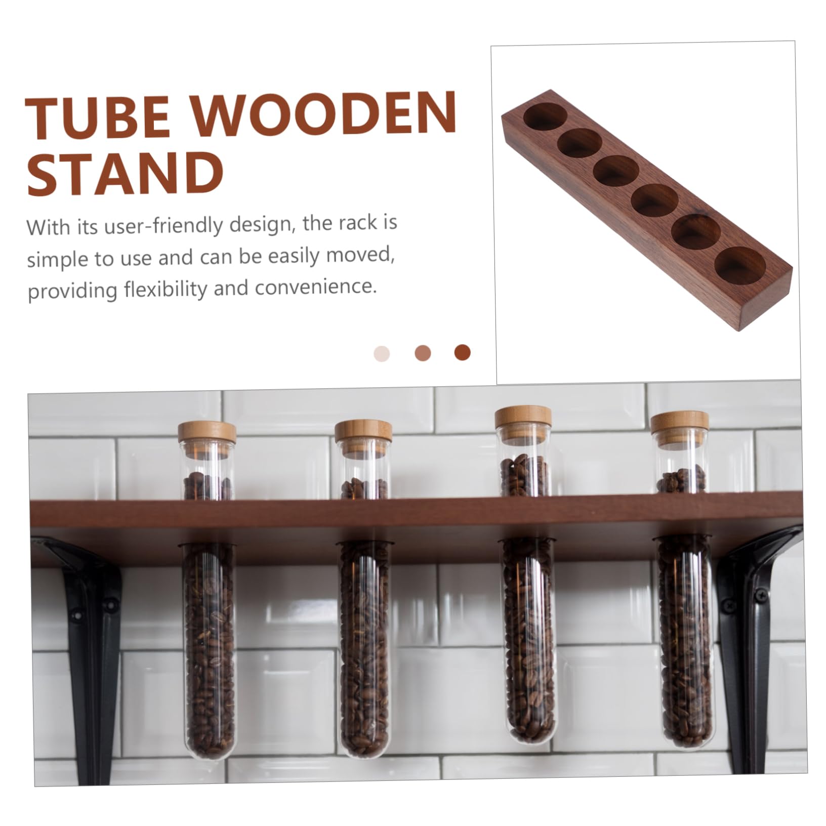 PRETYZOOM Supporto Per Provette Da 5 Pezzi Per Contenitori Di Chicchi Di Caffè Supporto Per Provette in Legno Versatile Leggero E Stabile