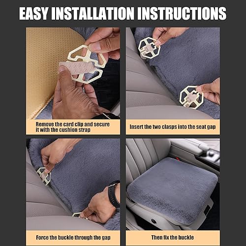 Miniatura 4 de 2 cojines de felpa para asiento de automóvil, cojín de asiento delantero de automóvil, almohadilla protectora de asiento con respaldo