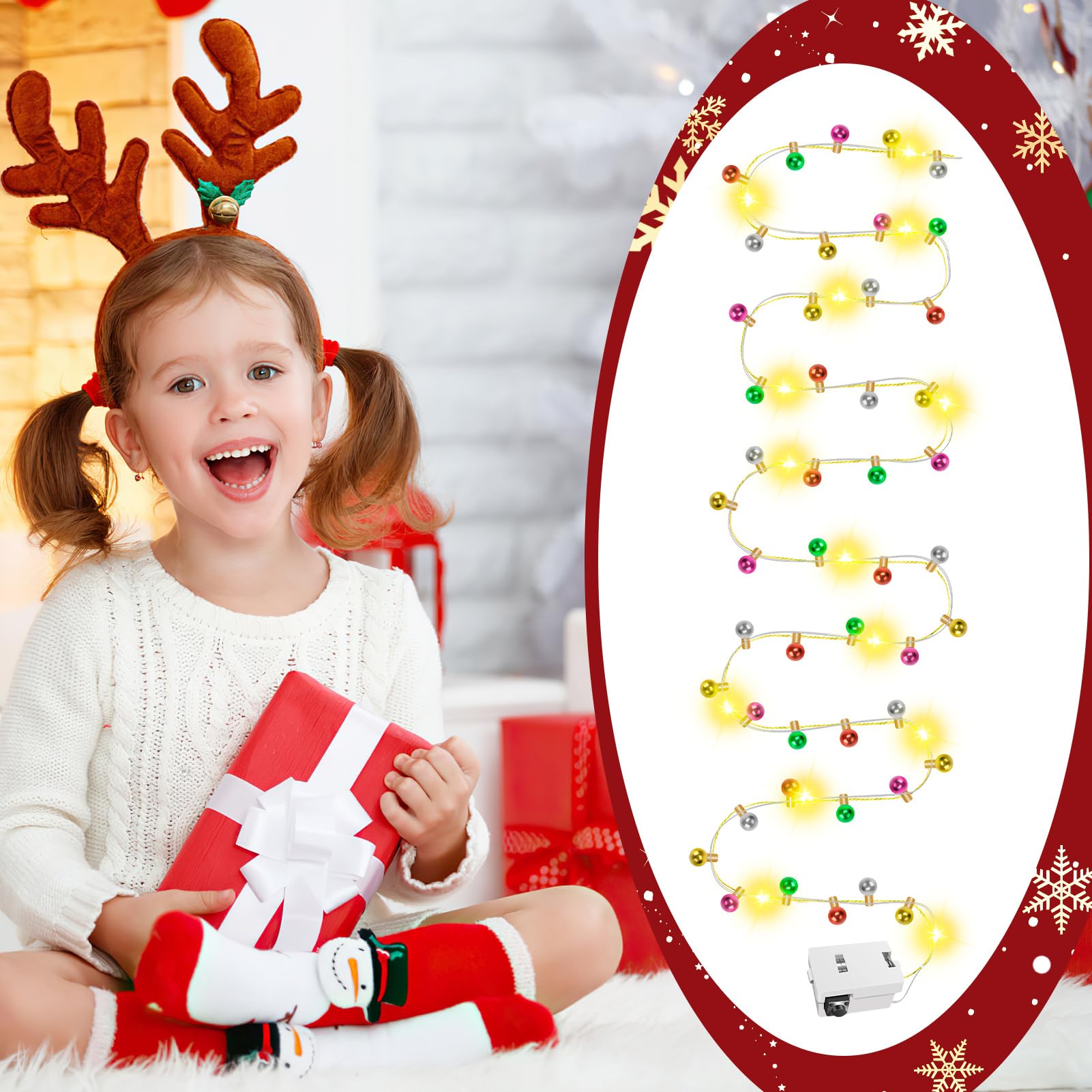 Set 4 Mini Catene Luminose LED A Forma Di Gnomo Per Casa Delle Bambole – 3 Modalità Di Illuminazione