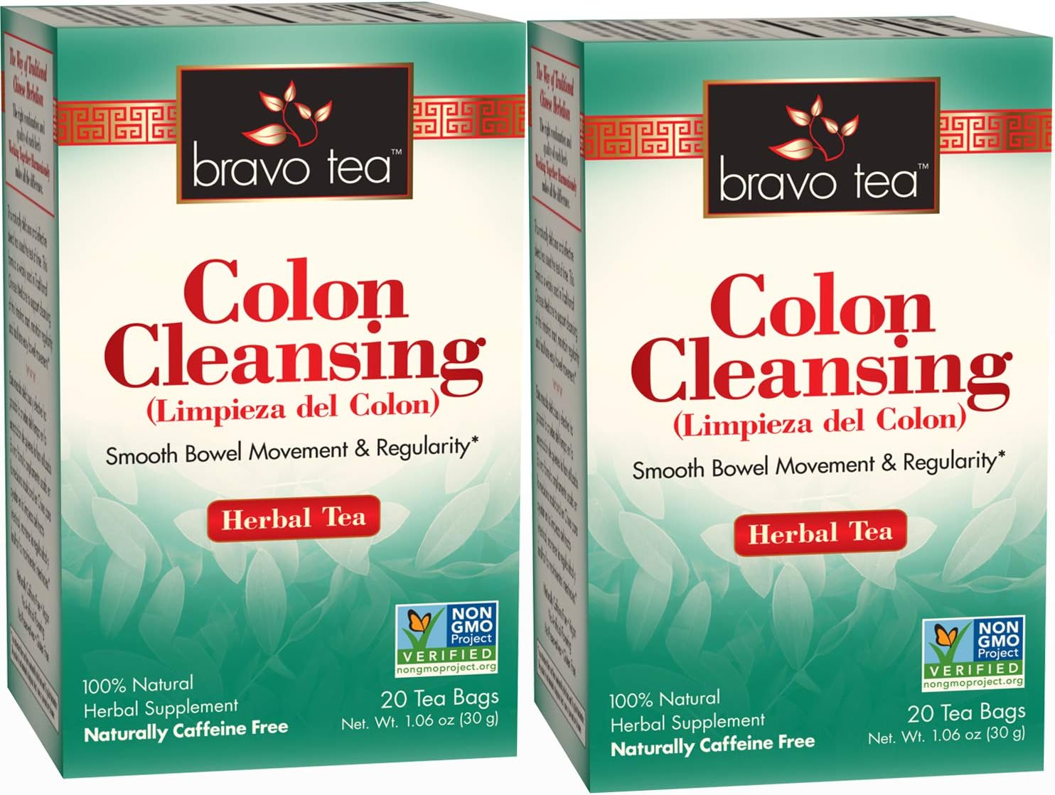 Bravo Tea Colon Cleansing Herbal Tea Caffeine Free, 20 Tea Bags, 2 Count