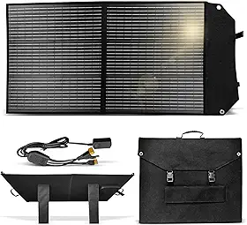 Painel Solar Dobrável Portátil, Carregador Solar com Suporte e Cabos, para Camping e Uso Externo