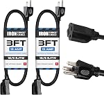 Iron Forge Cable Cord d'extension extérieur étanche 8 ft - 16/3 SJTW, 13 Amplificateur lourd 3 Cord de rallonge pour maison ou jardin