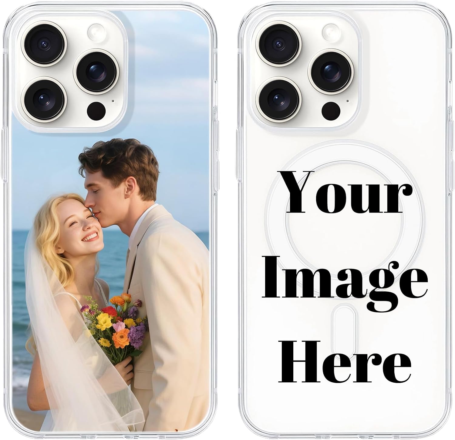 Custom Phone Case with Photo for iPhone 17 16 15 14 13 12 Pro/Max/Plus, Personalized Clear Acrylic Phone Cover with MagSafe, Shockproof Protection Gifts for Family Friends - Made in USA