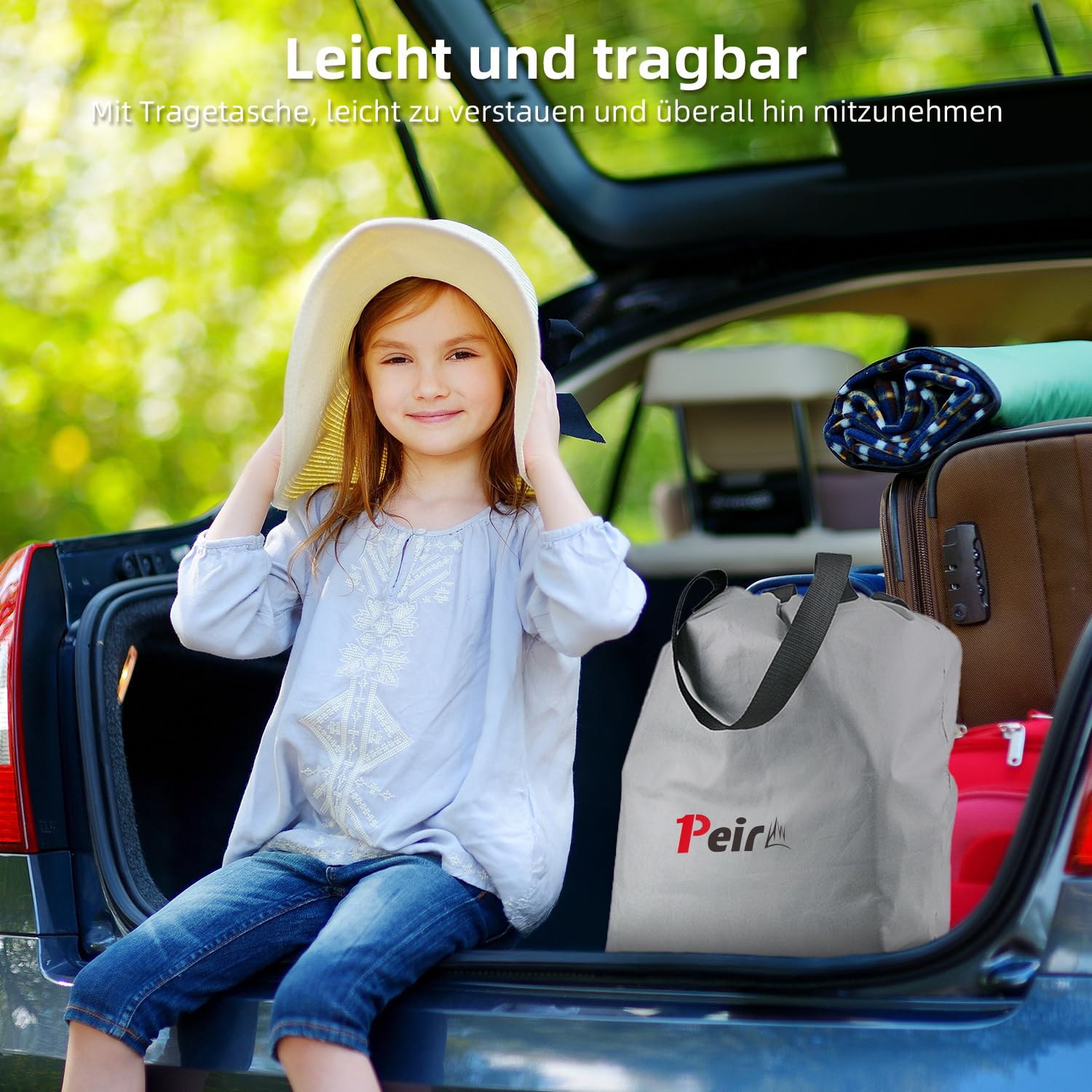 Selbstaufblasende Luftmatratze 203x152x46cm - Luftbett mit 6 Stützsäulen, 300kg Tragkraft, 48h leckgetestet, inkl. Autoluftpumpe, für Camping, Gäste, Zuhause