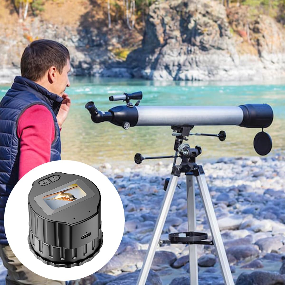 Alide Telescopio con oculare WiFi, telescopio elettronico wireless HD, cannocchiale portatile per birdwatching