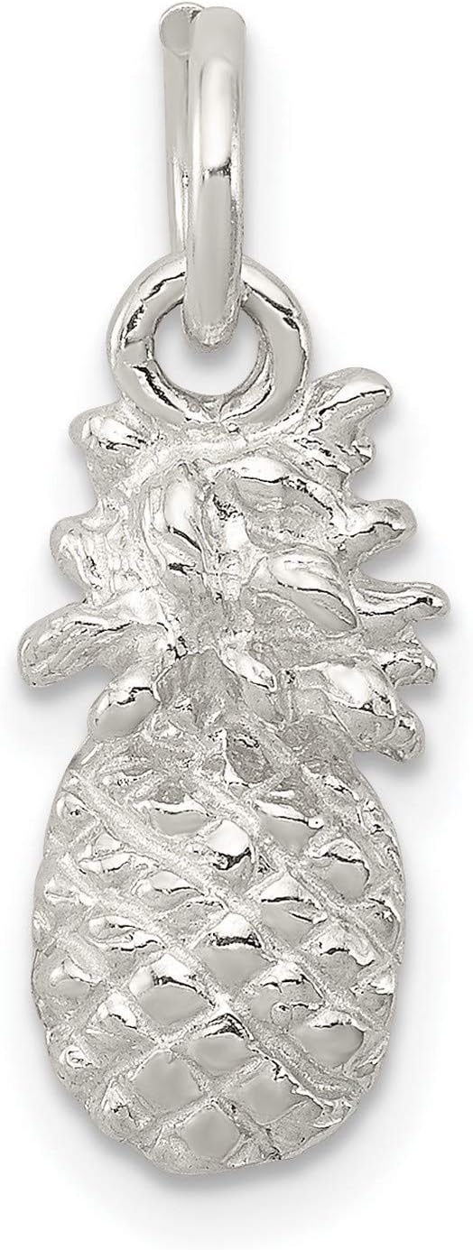 Sterling Silver Pineapple Pendant Necklace Charm for Women or Unisex Wear, Detailed Tropical Fruit Symbol of Hospitality and Warmth, 925 Silver Beach Vacation Jewelry for Bracelets or Daily Use