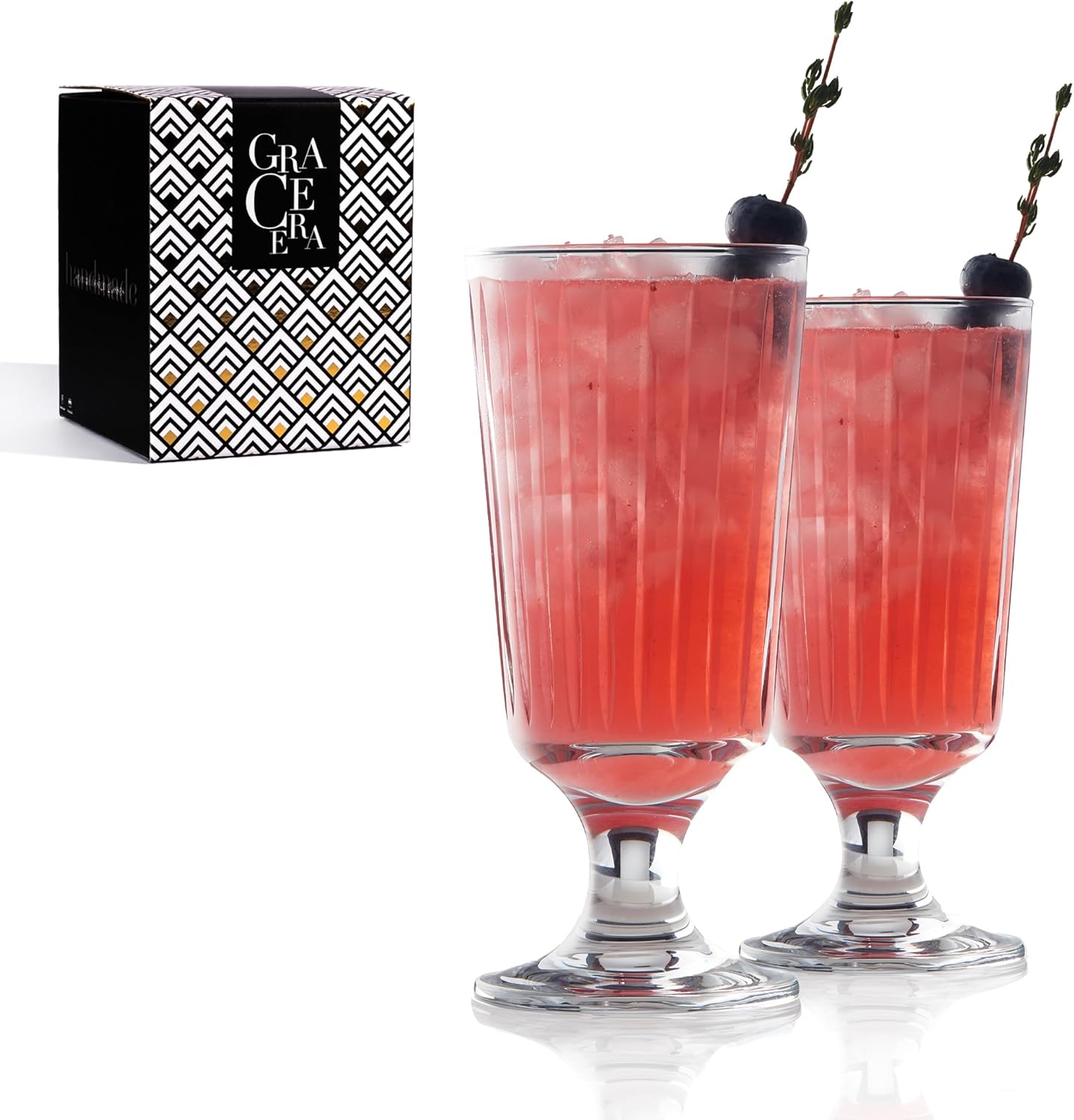 Cocktail Glasses Set Premium Glassware Set for Pina Colada, Large Shrimp Cocktail, Margaritas, Ideal for Refreshing Hurricane Cocktail, Goblet Thick Bottom for Coronaritas Set of 2-8oz