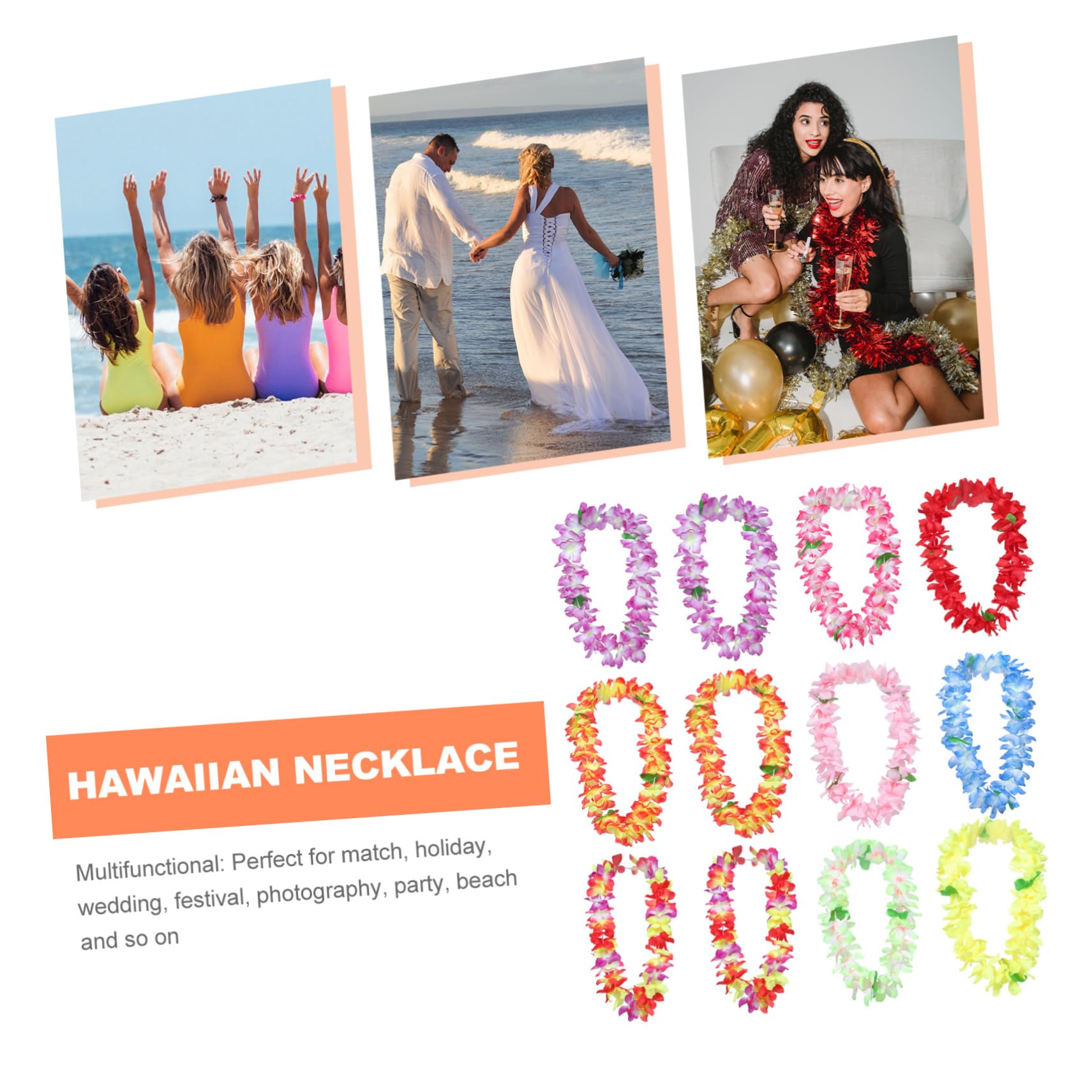 Abaodam 12 Piezas Favores De La Fiesta Hawaiana Guirnalda De Verano Collar De Flores Hawaianas Collar De Fiesta De Verano Guirnaldas Hawaianas De Verano Ropa Banquete Tela Bulto