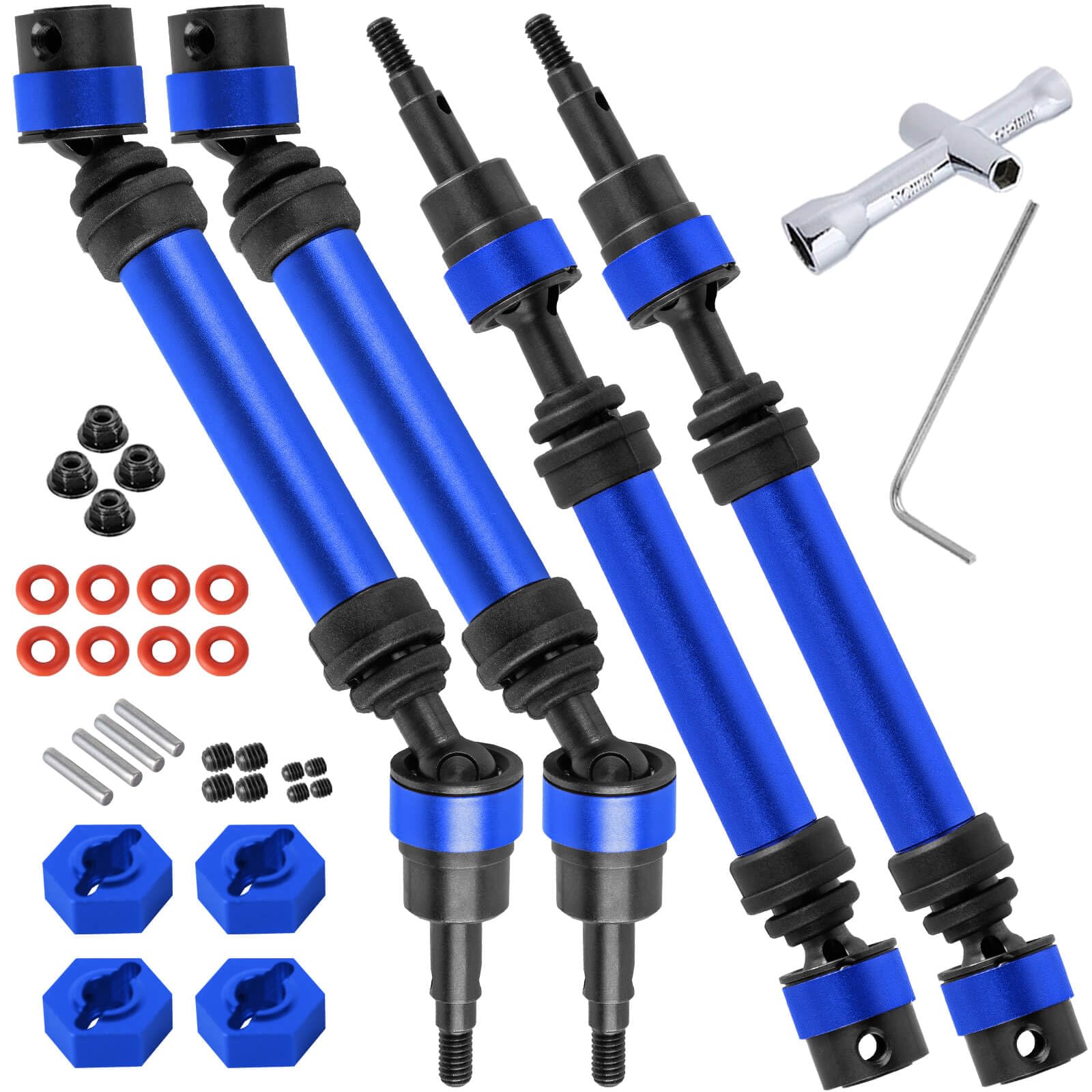 BRCatWPark RC Drive Shaft Axles Upgrades Part for Arrma 1/10 Bigrock 3S,Steel Front & Rear 4PCS Driveshafts CVD w/Hex Hops Up,Navy Blue