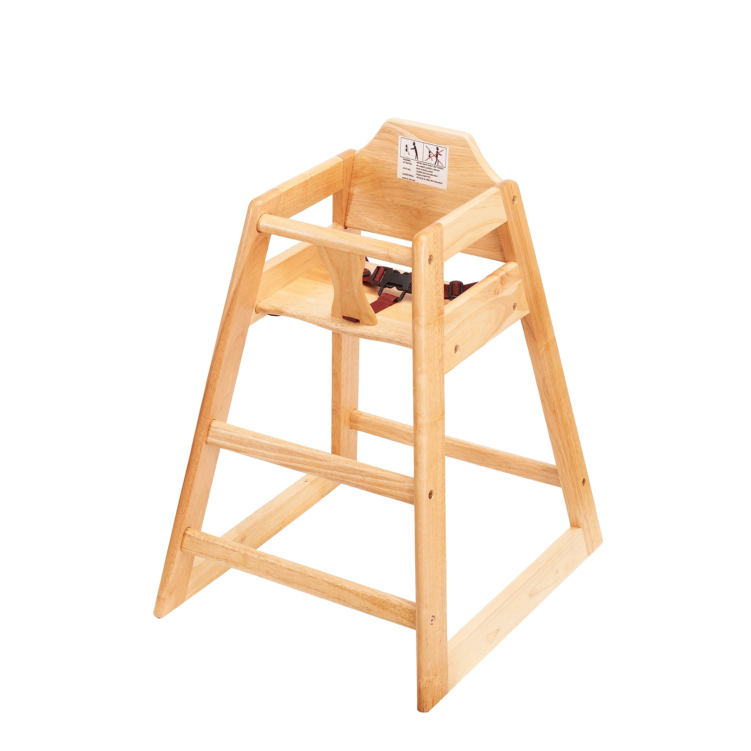 Natural Wooden Restaurant High Chair – Stackable Rubberwood Dining Chair with Safety Bar, Easy-Clean Finish, Commercial Restaurant Seating