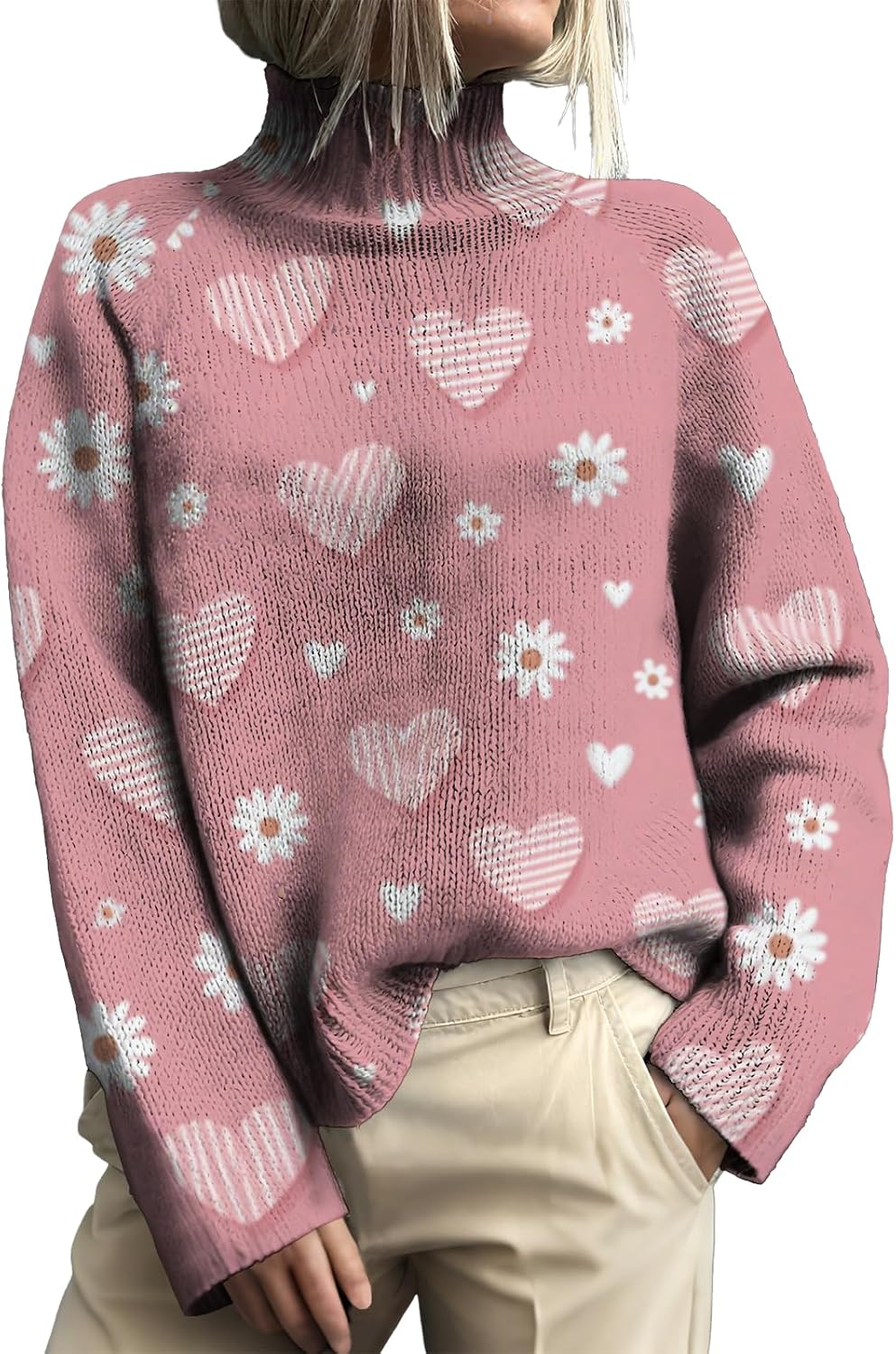 domirica Women's Chunky Knit Fall Sweaters Fall Turtleneck Sweaters Long-Sleeved Pullover Vacation Clothes Retro Streetwear