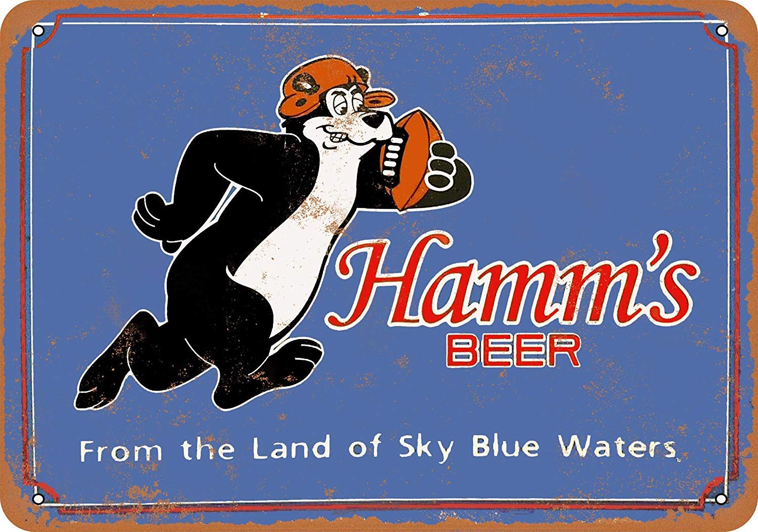 1951 Hamm's Beer Bear and Football Vintage Look Metal Signs Home Decor Garage Wall Art 8 x 12 Aluminum Tin Sign Gift