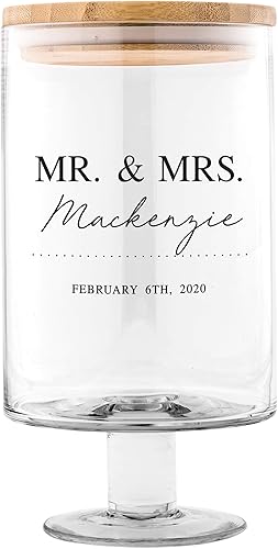 WEDDINGSTAR Tarro de cristal personalizado para libros de invitados de boda - Mr. & Mrs.